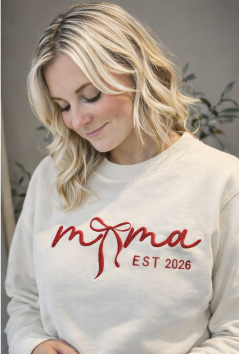 Mama Est. Year Bow Printed Sweatshirt – Personalised Mum Gift