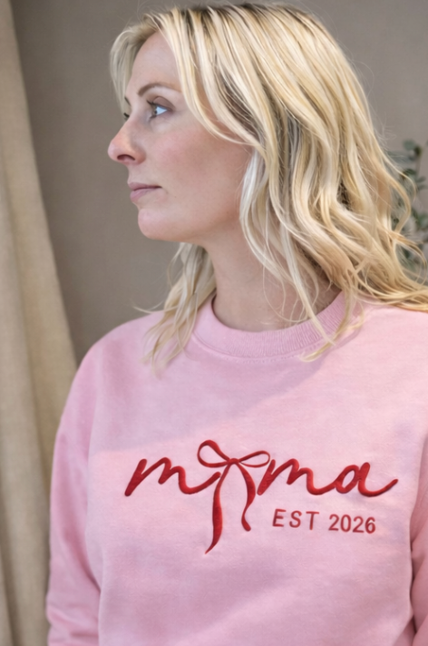 Mama Est. Year Bow Printed Sweatshirt – Personalised Mum Gift