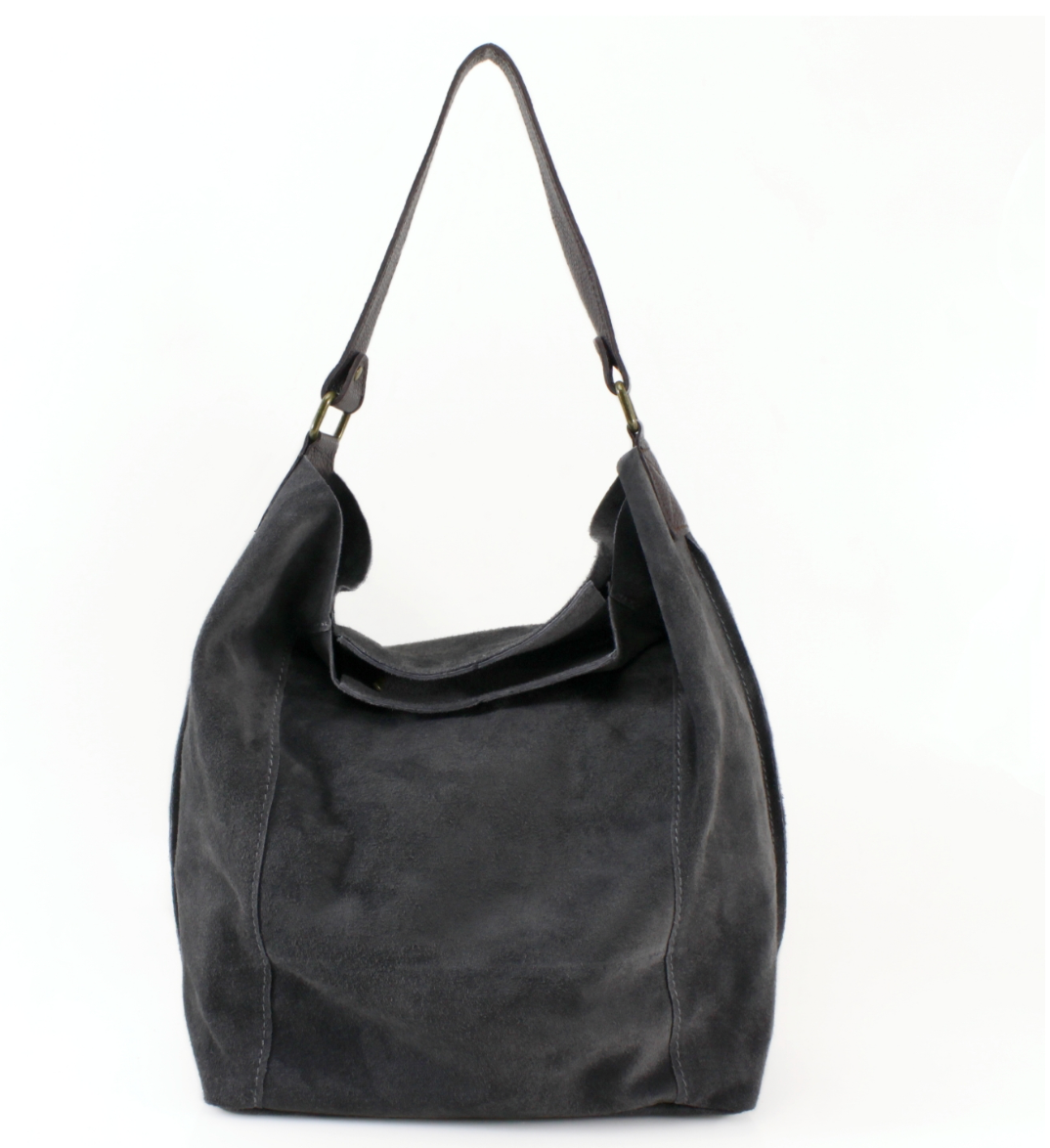 Ellen Real Suede Bag - Dark Grey