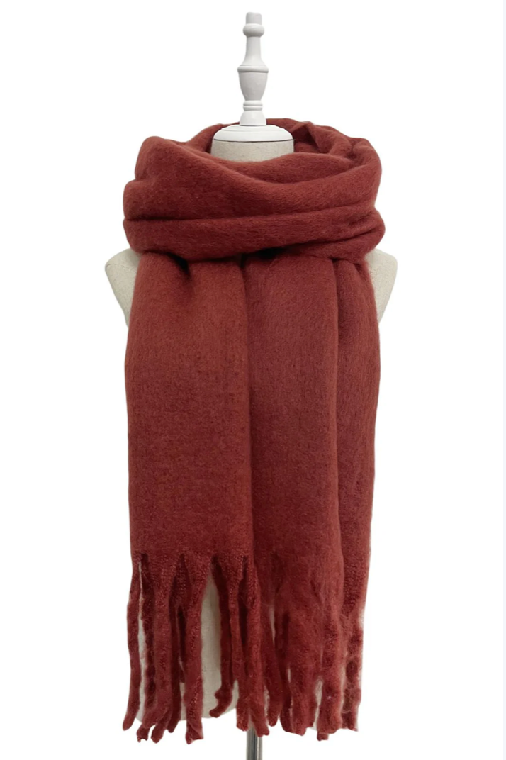 The Cosy Tassel Scarf Rosewood – Personalised