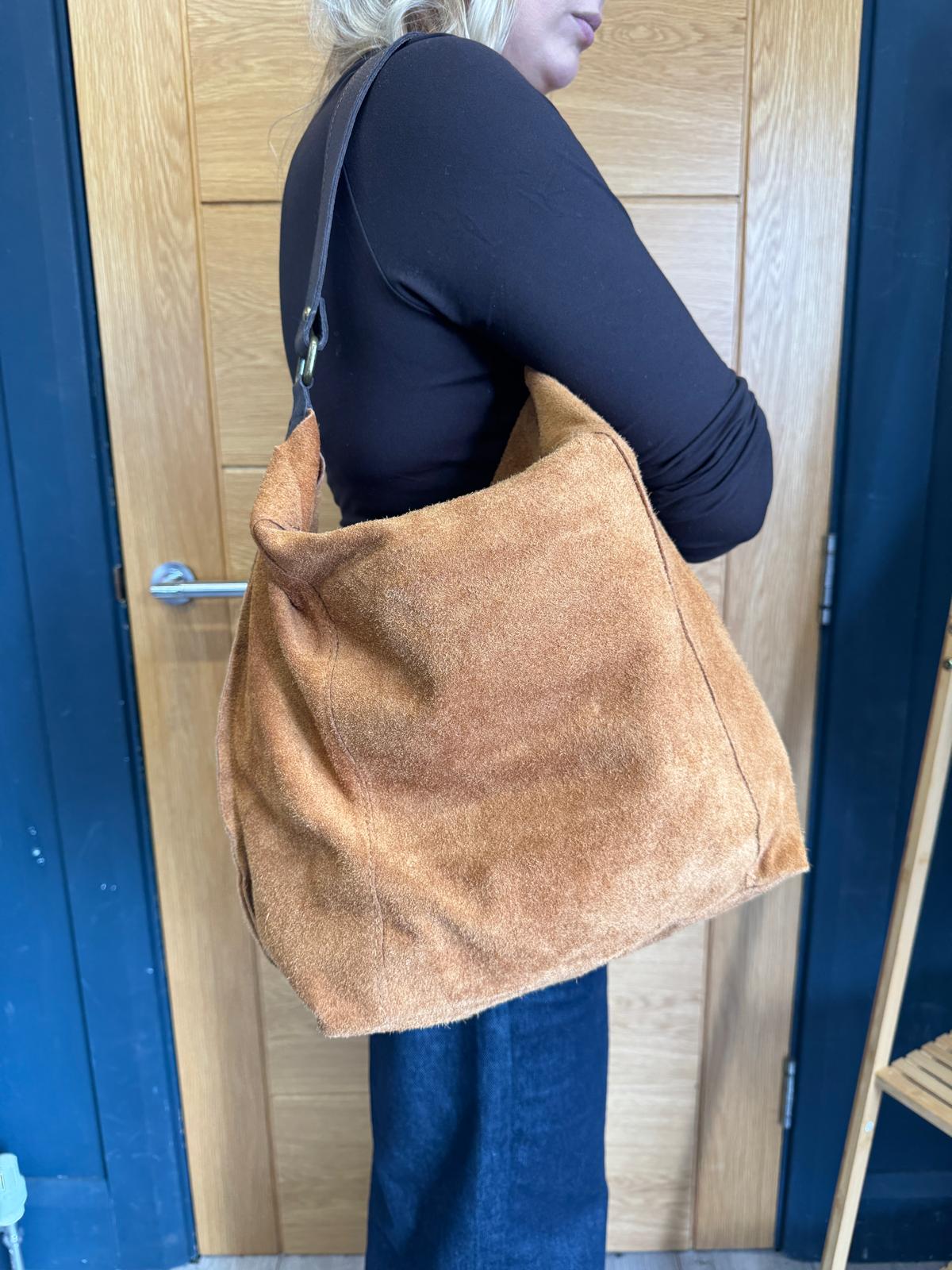 Ellen Real Suede Bag - Camel