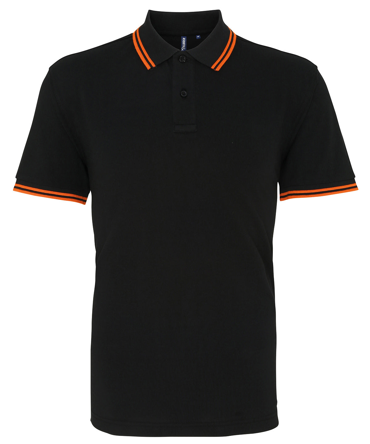 WORKWEAR SAMPLE SALE 2024 - AQ011 Asquith + Fox Unisex Polo - Black/Orange - Size Extra Large