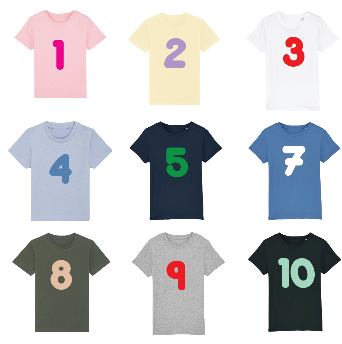 Birthday Milestone Number T-shirt Age 3-12