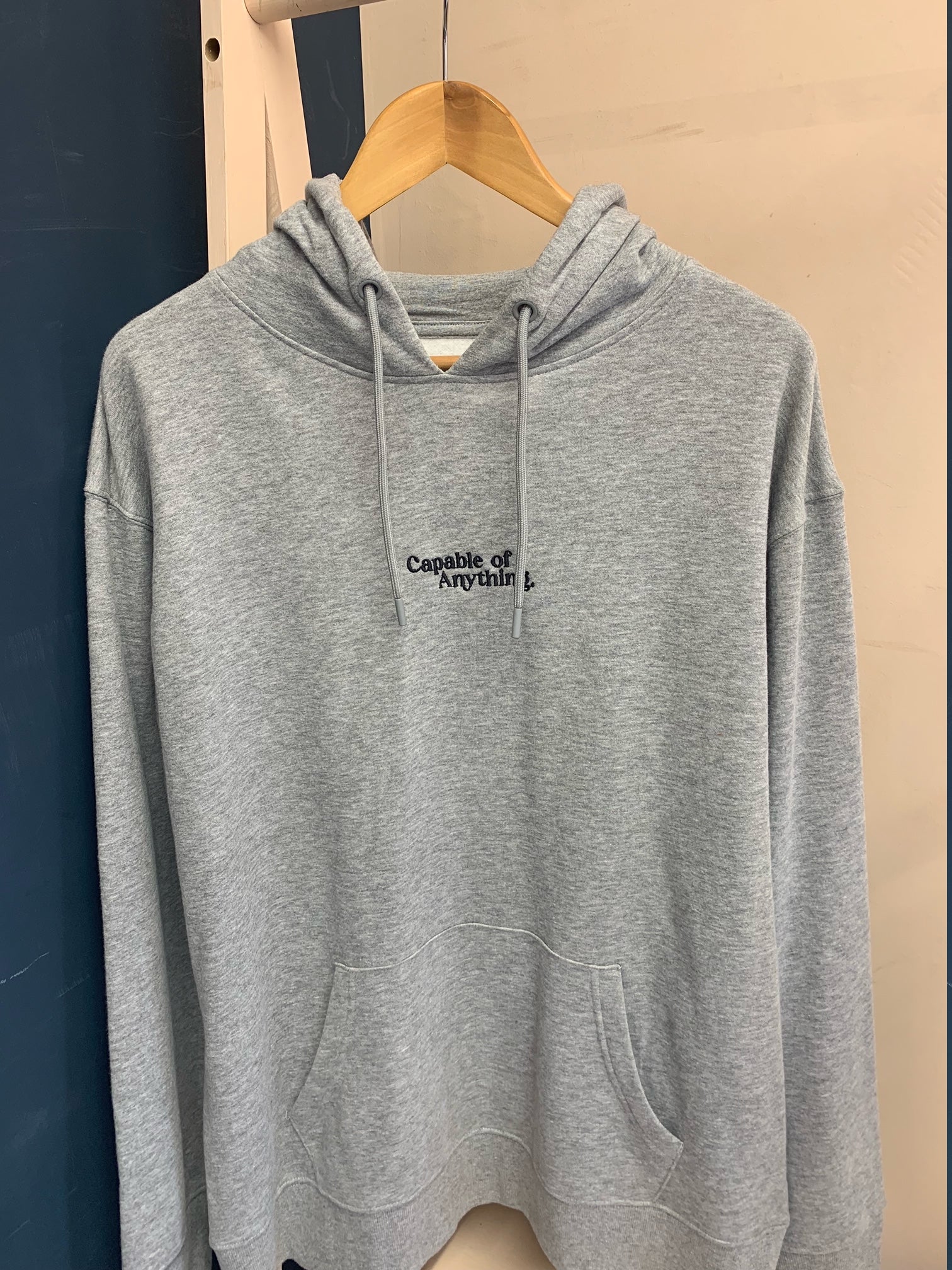 SUMMER SAMPLE SALE Grey 'Capable Of Anything' Hoodie - XS, XXL