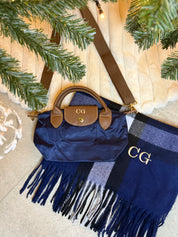 Black Friday Bundle Navy Mini Grab Tote and Scarf Personalised Price: £44 NOW £32!