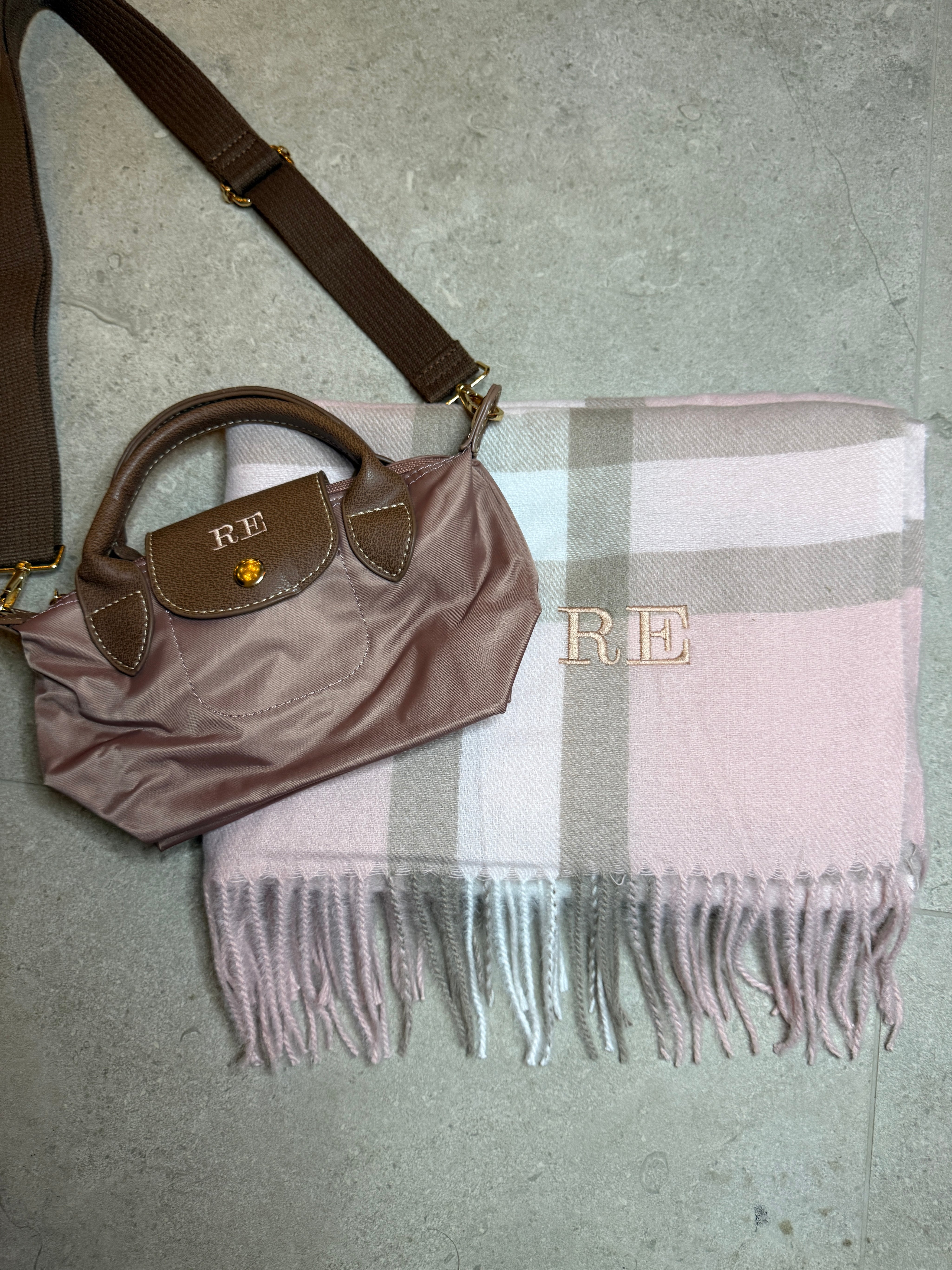 Black Friday Bundle Dusty Pink Mini Grab Tote and Scarf Personalised Price: £44 NOW £32!