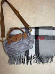 Black Friday Bundle Grey Mini Grab Tote and Scarf Personalised Price: £44 NOW £32!