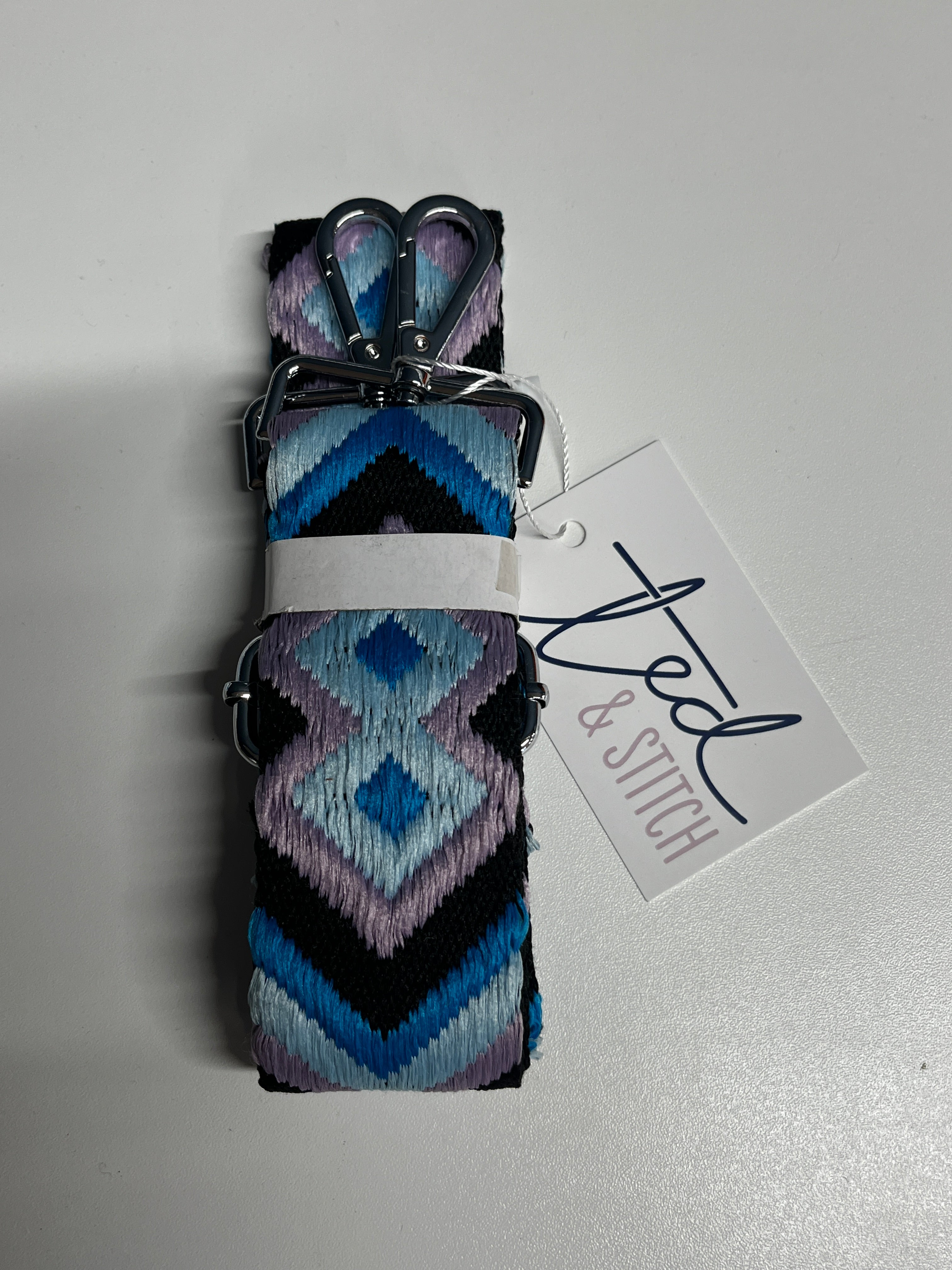 SUMMER SAMPLE SALE Blue aztec print strap