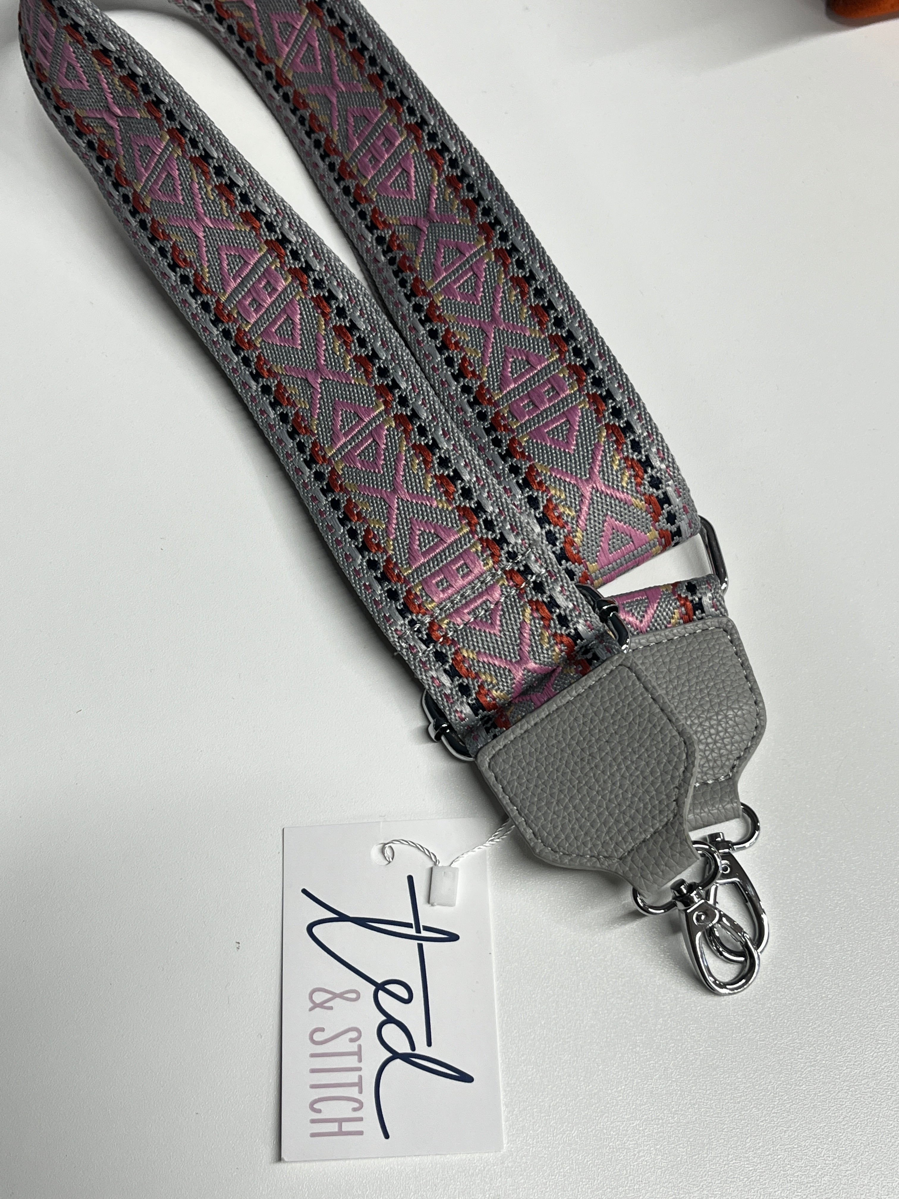 SUMMER SAMPLE SALE Grey and pink aztec strap