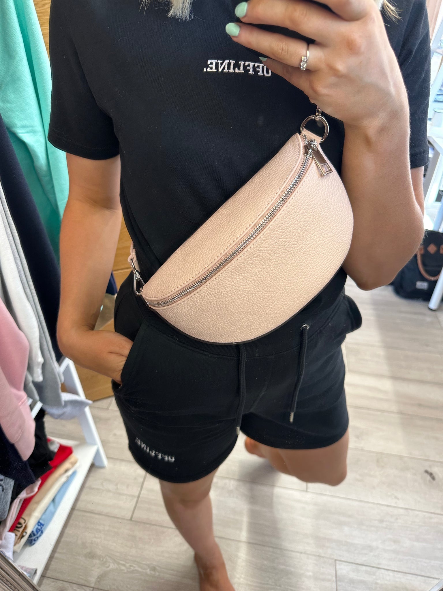 Leather Sling Bum Bag Light Pink