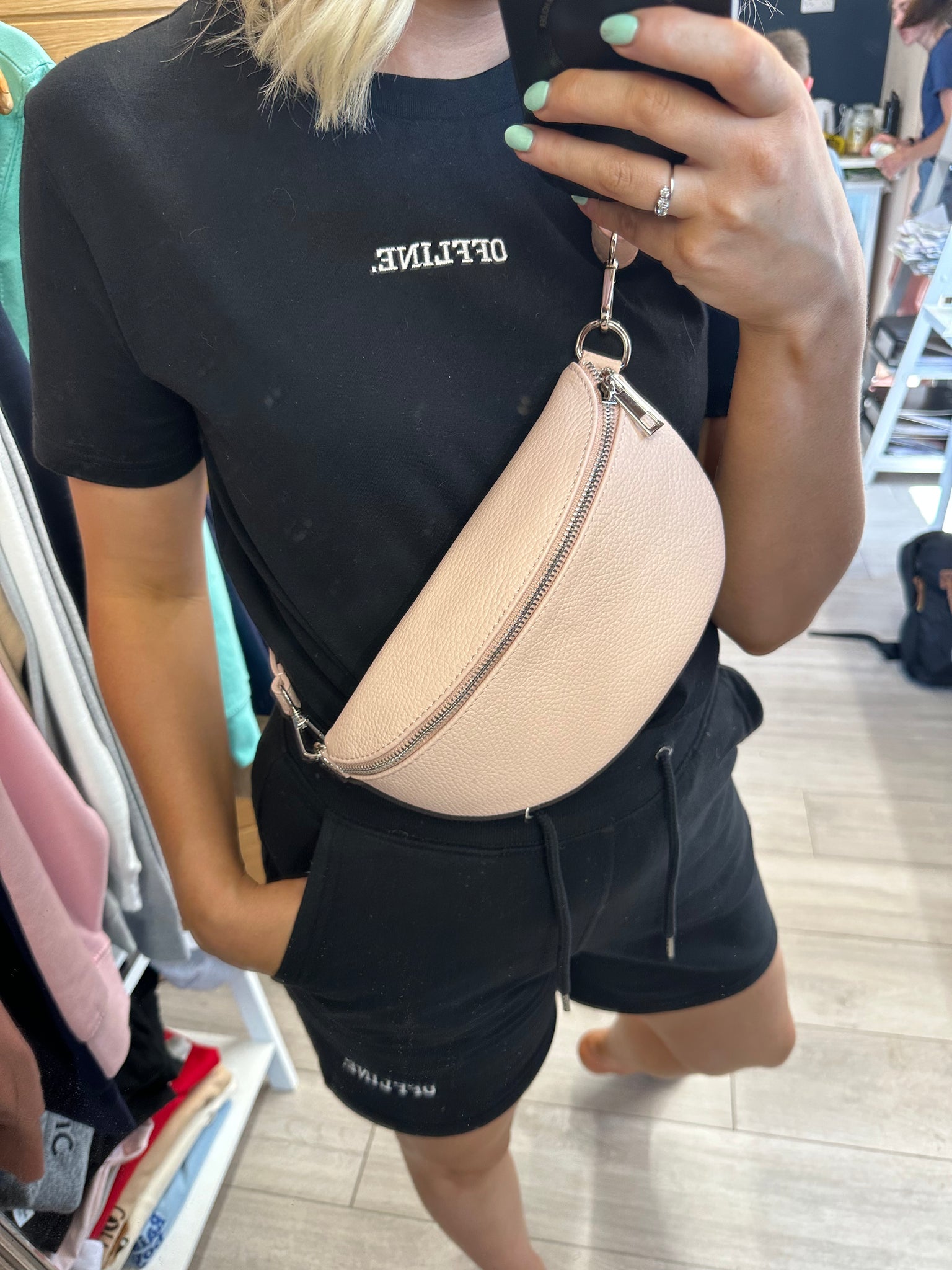 Baby pink top bum bag