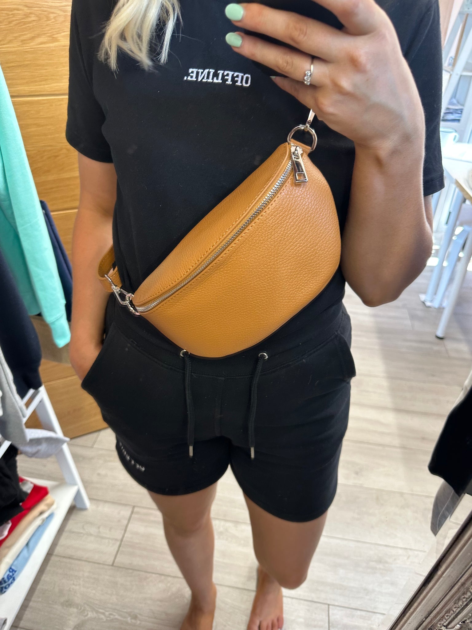 Leather Sling Bum Bag Tan