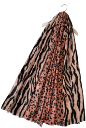 Pink Leopard and Zebra Print Scarf