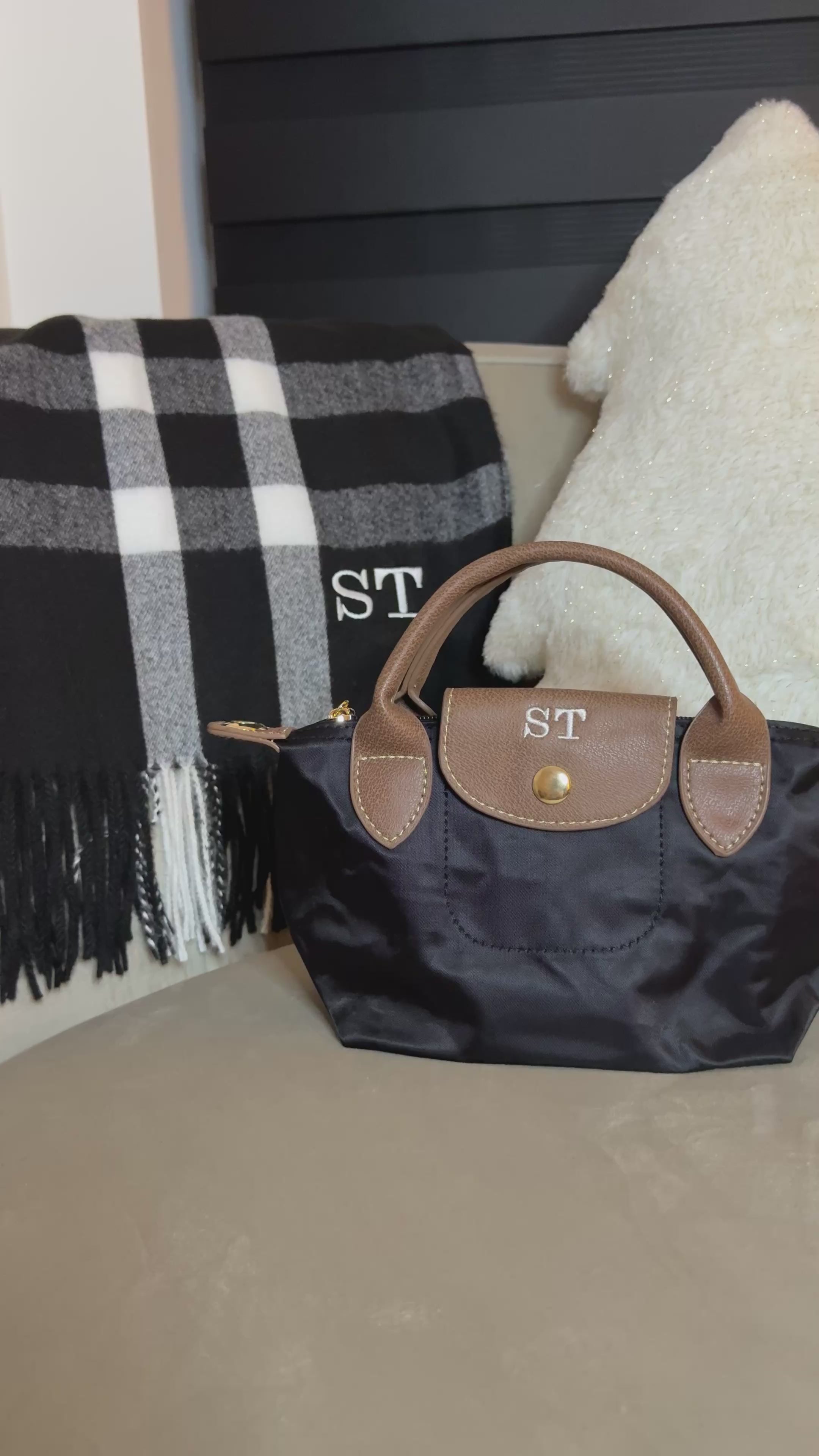 Black Friday Bundle Black Mini Grab Tote and Scarf Personalised Price: £44 NOW £32!