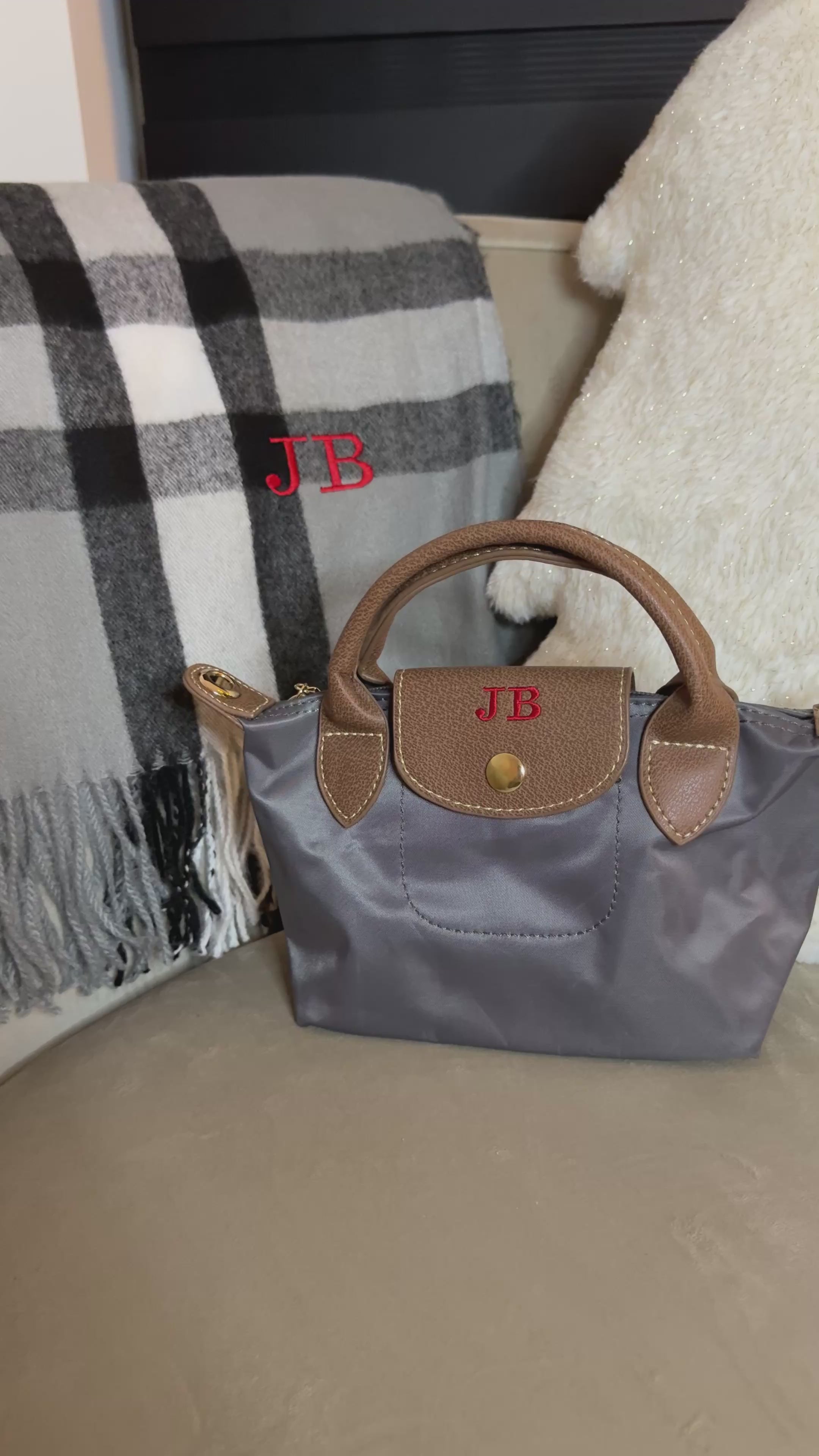 Black Friday Bundle Grey Mini Grab Tote and Scarf Personalised Price: £44 NOW £32!