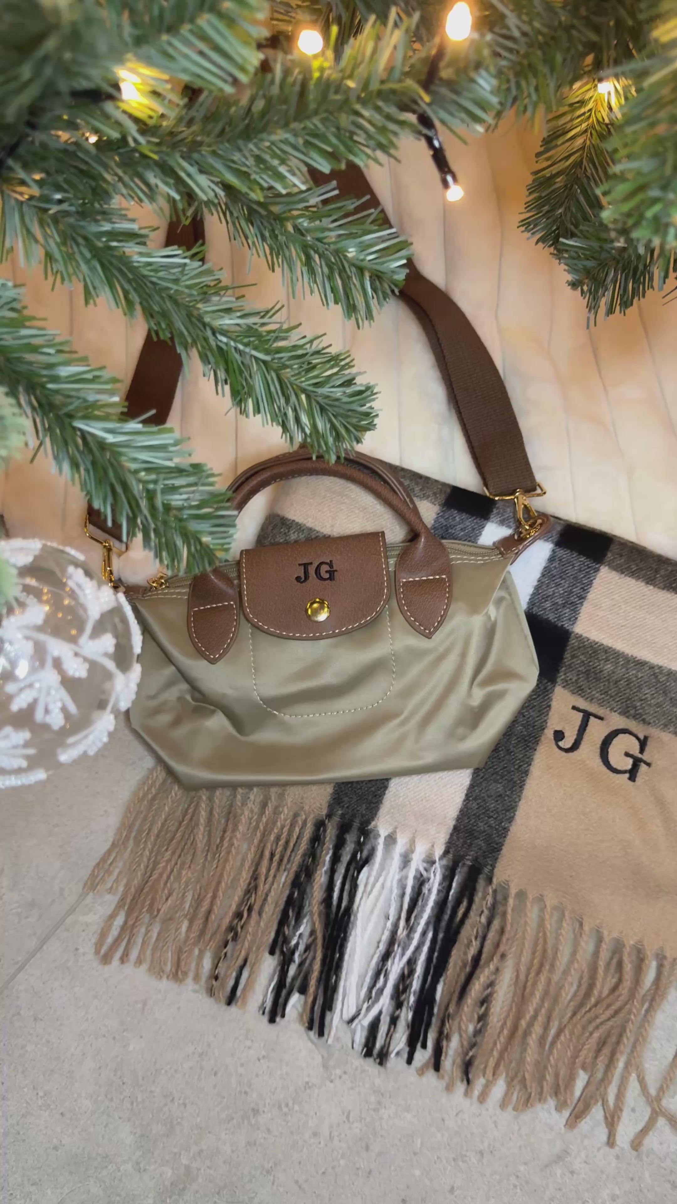 Black Friday Bundle Dusty Beige Mini Grab Tote and Scarf Personalised Price: £44 NOW £32!