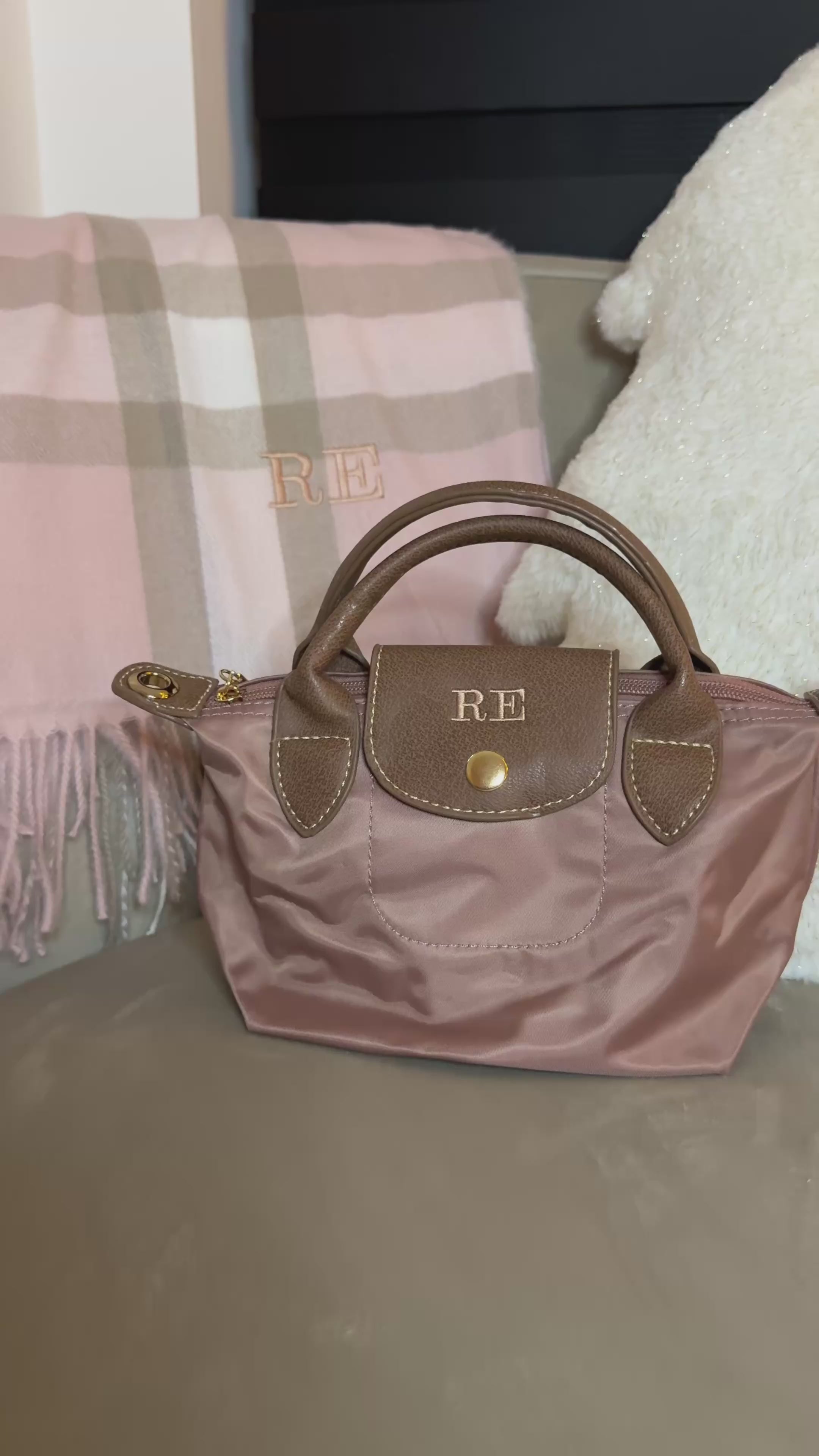 Black Friday Bundle Dusty Beige Mini Grab Tote and Scarf Personalised Price: £44 NOW £32!