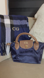 Black Friday Bundle Navy Mini Grab Tote and Scarf Personalised Price: £44 NOW £32!