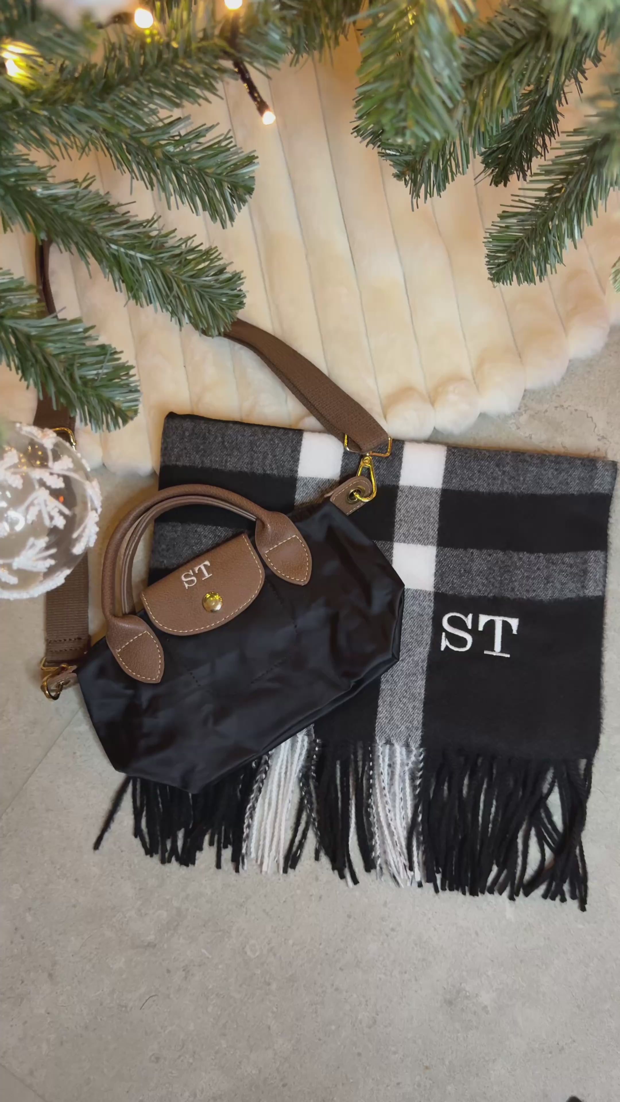 Black Friday Bundle Black Mini Grab Tote and Scarf Personalised Price: £44 NOW £32!