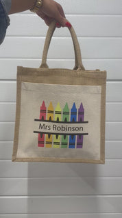 Crayons Personalised Jute Tote