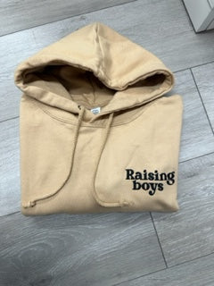 SAMPLE SALE 'Raising Boys' Nude hoodie with black stitching, S