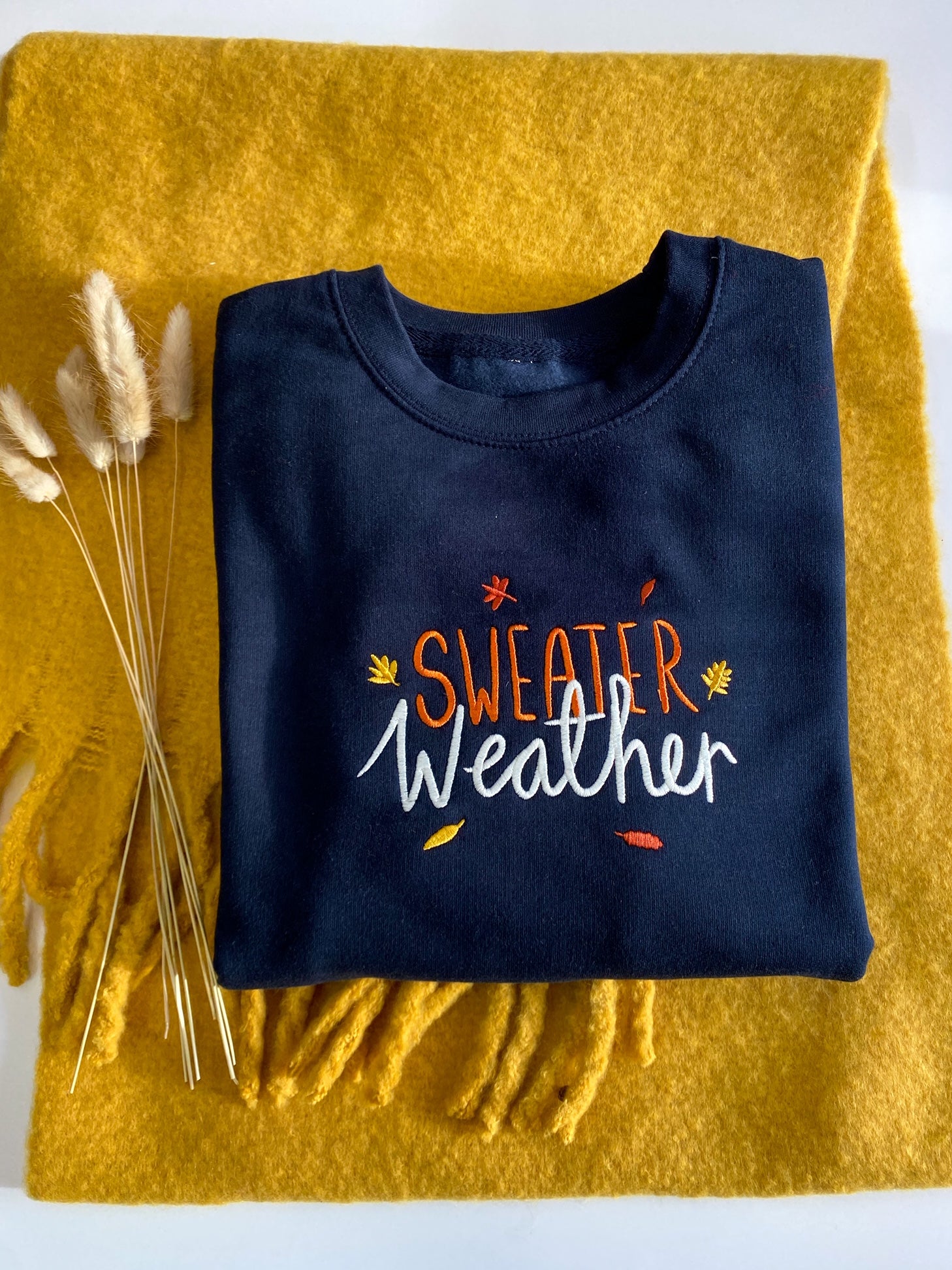 Navy Embroidered Sweater Weather Jumper | Ted & Stitch