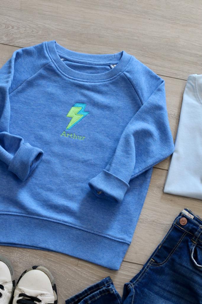 Personalised Lightening Bolt Kids T-shirt or Sweater