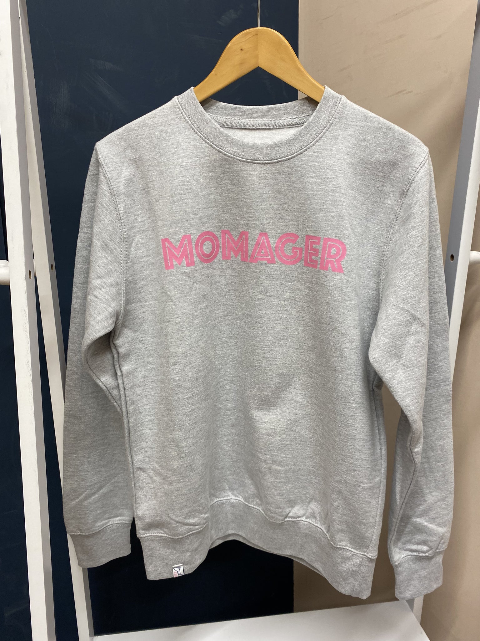 SAMPLE SALE 'MOMAGER' Sweater, Grey with Pink Vinyl, XS