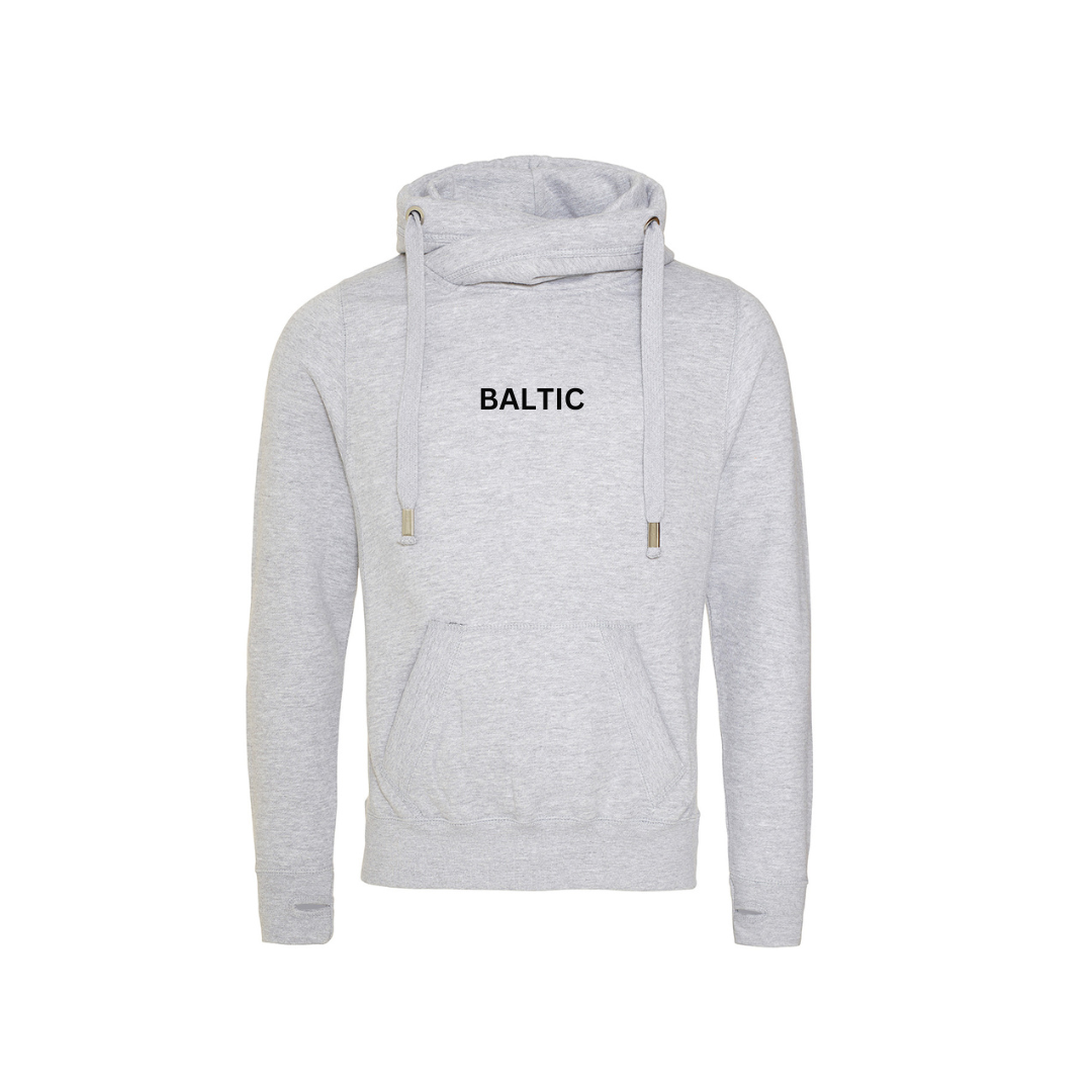 SAMPLE SALE Embroidered 'Baltic' Crossneck Hoodie,  Grey with Black Stitching