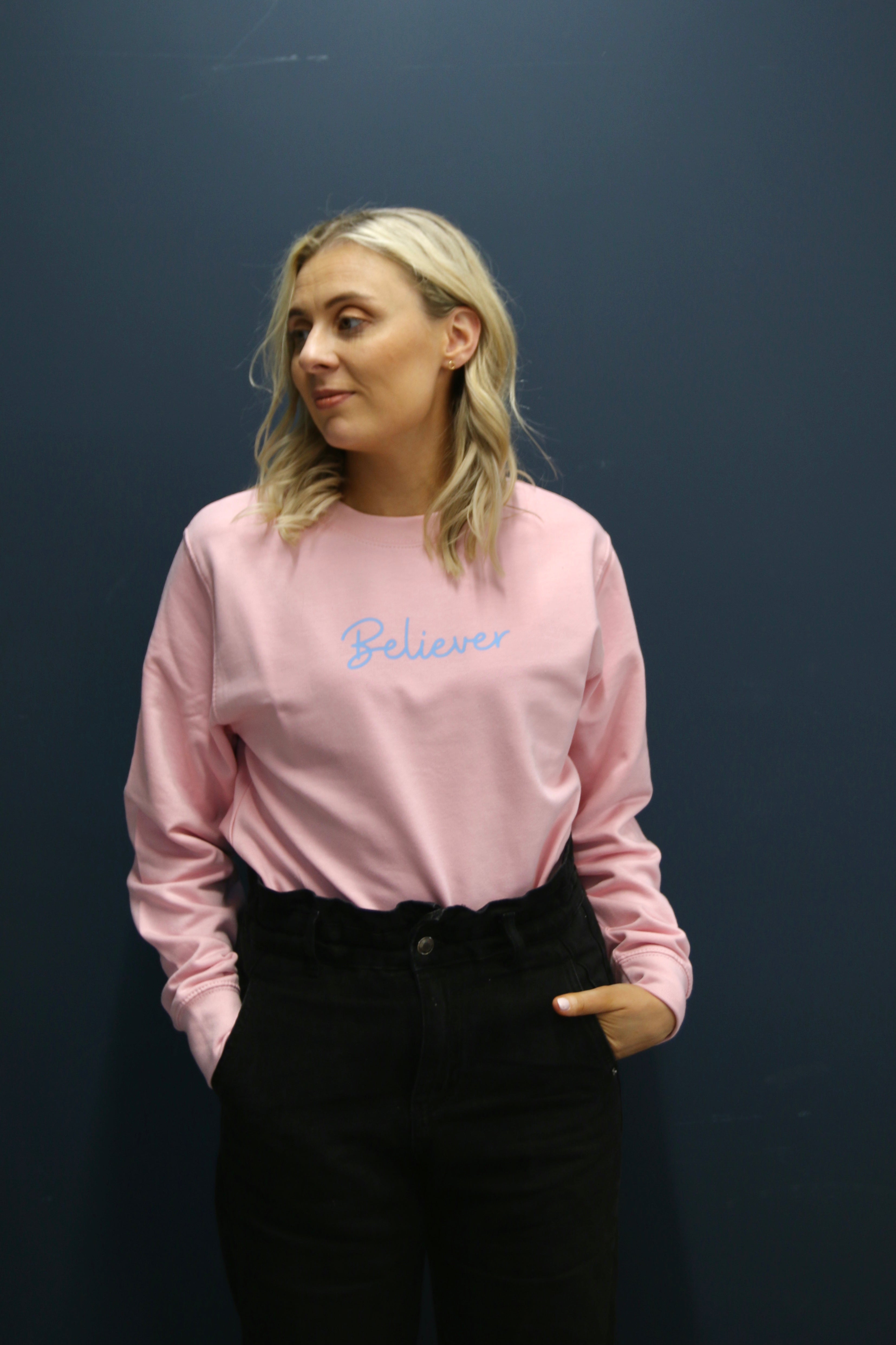 Believer Slogan Vinyl Sweatshirt or Hoodie