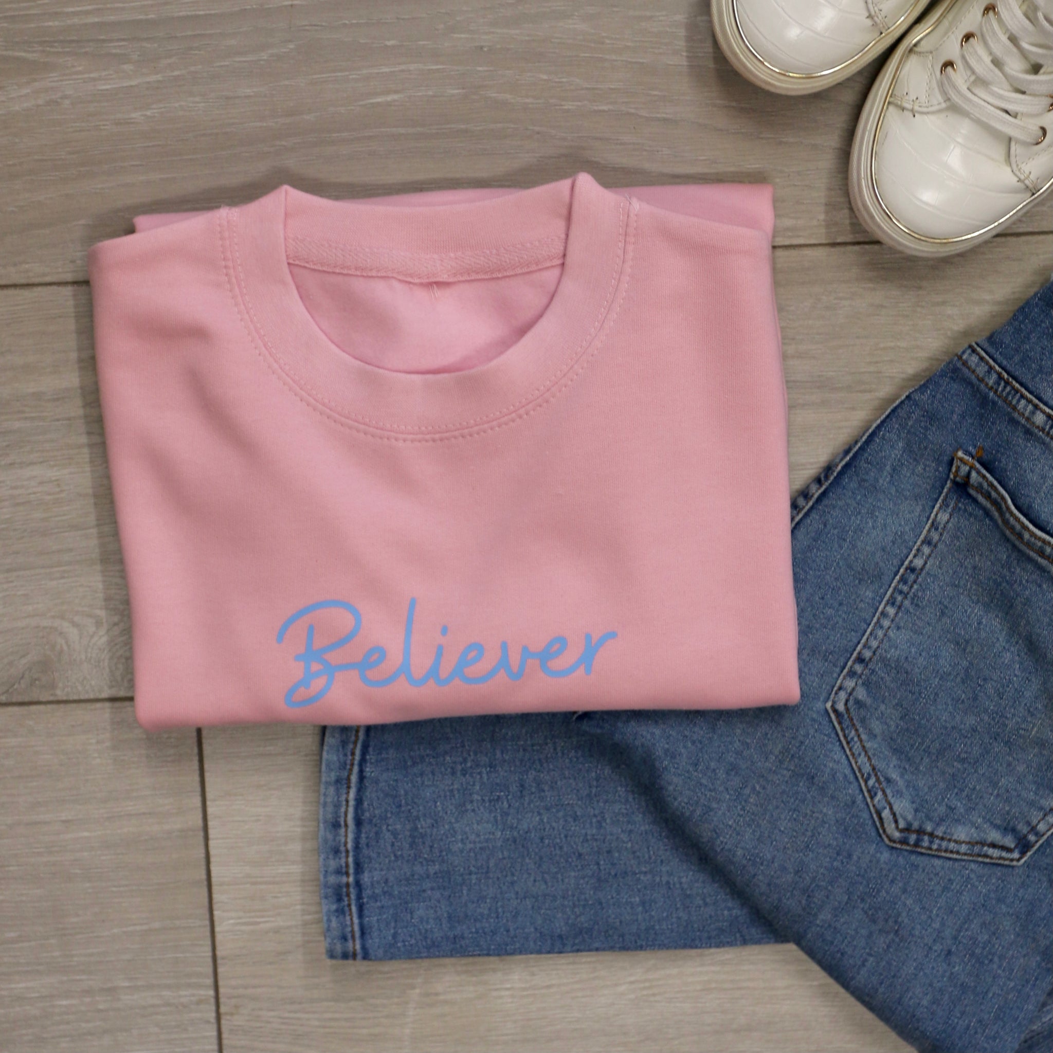 Believer Slogan Vinyl Sweatshirt or Hoodie
