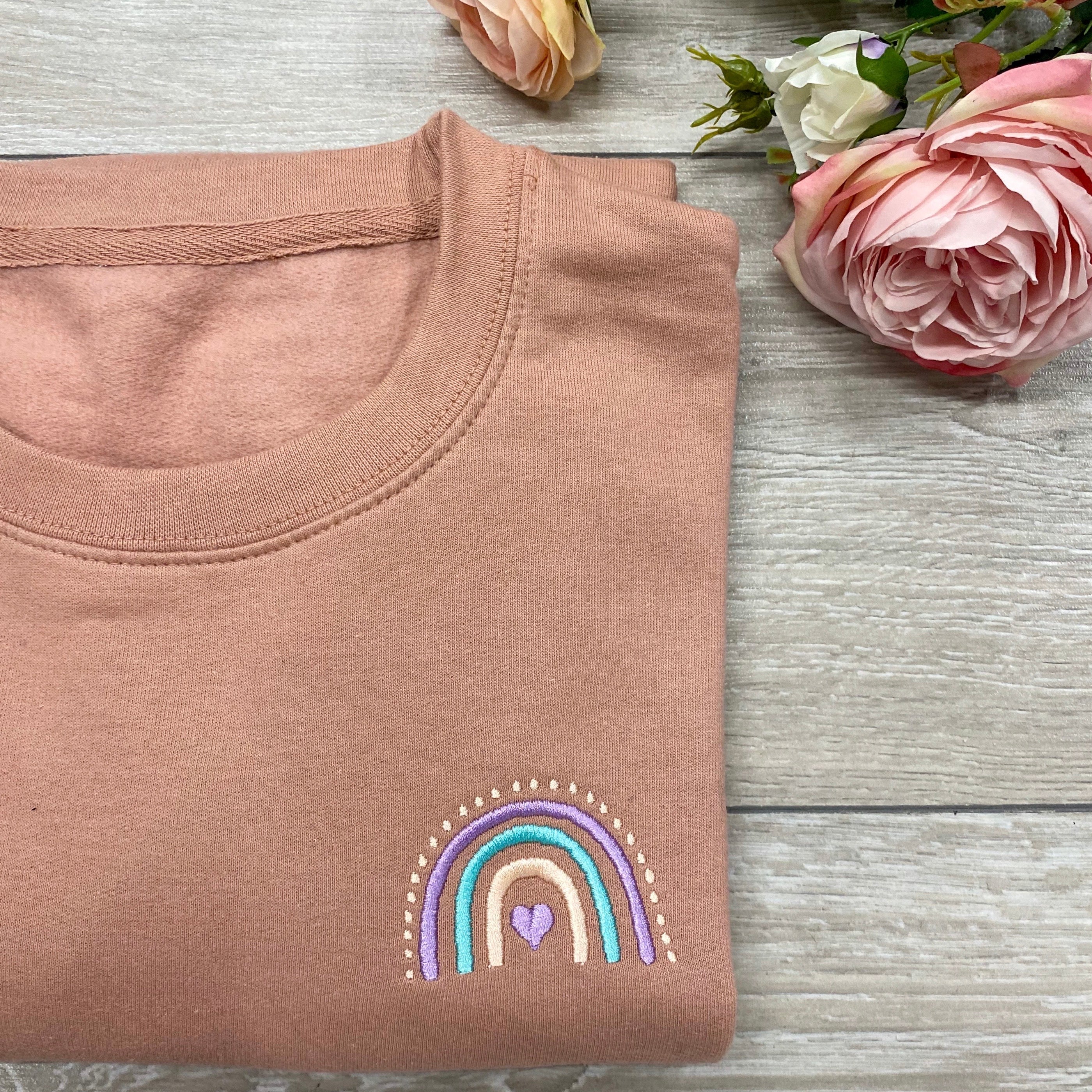 Dusty Pink Rainbow Sweater | Ted & Stitch