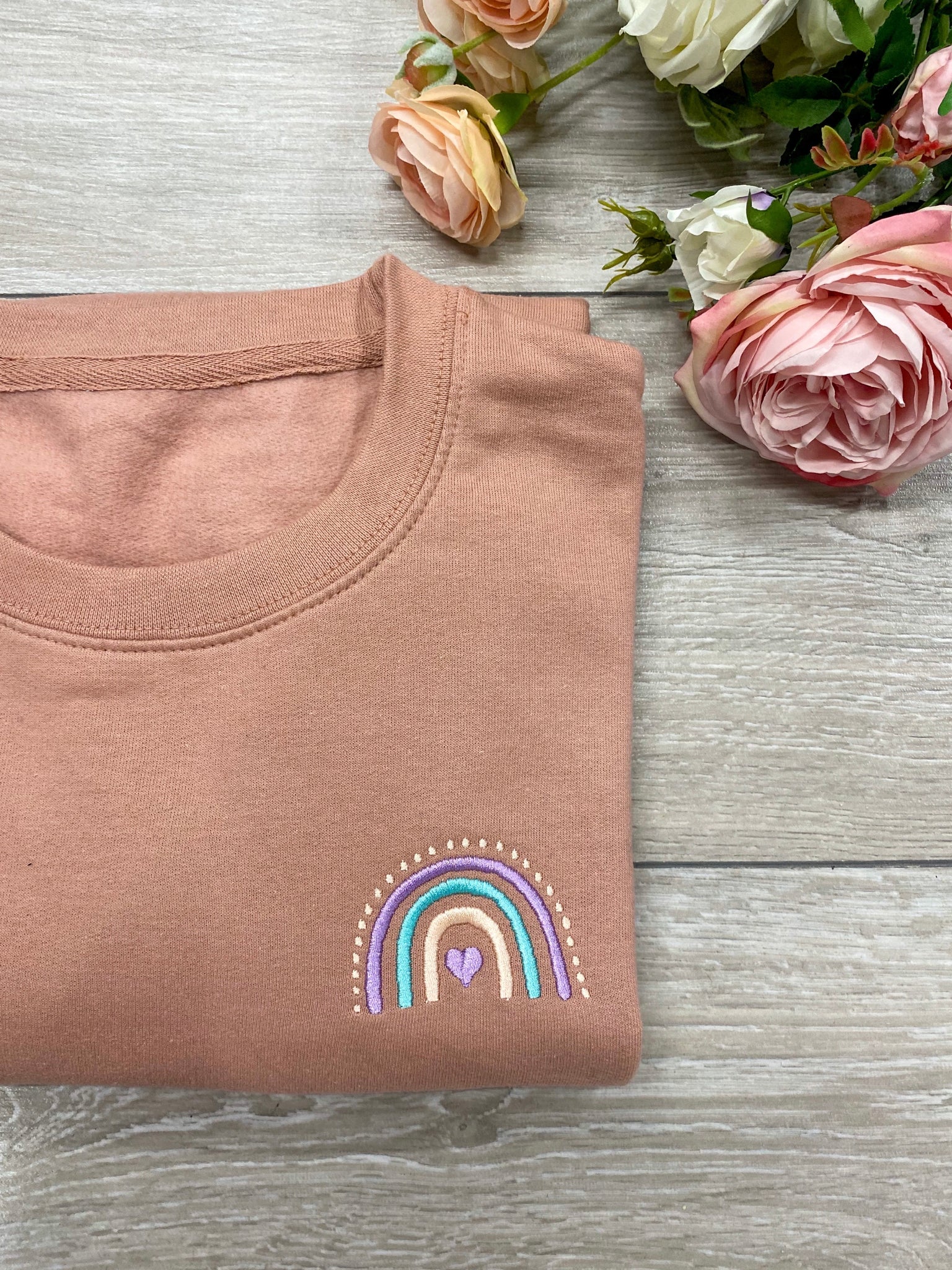 Dusty Pink Rainbow Sweater | Ted & Stitch