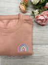 Dusty Pink Sweater With Rainbow | Ted & Stitch