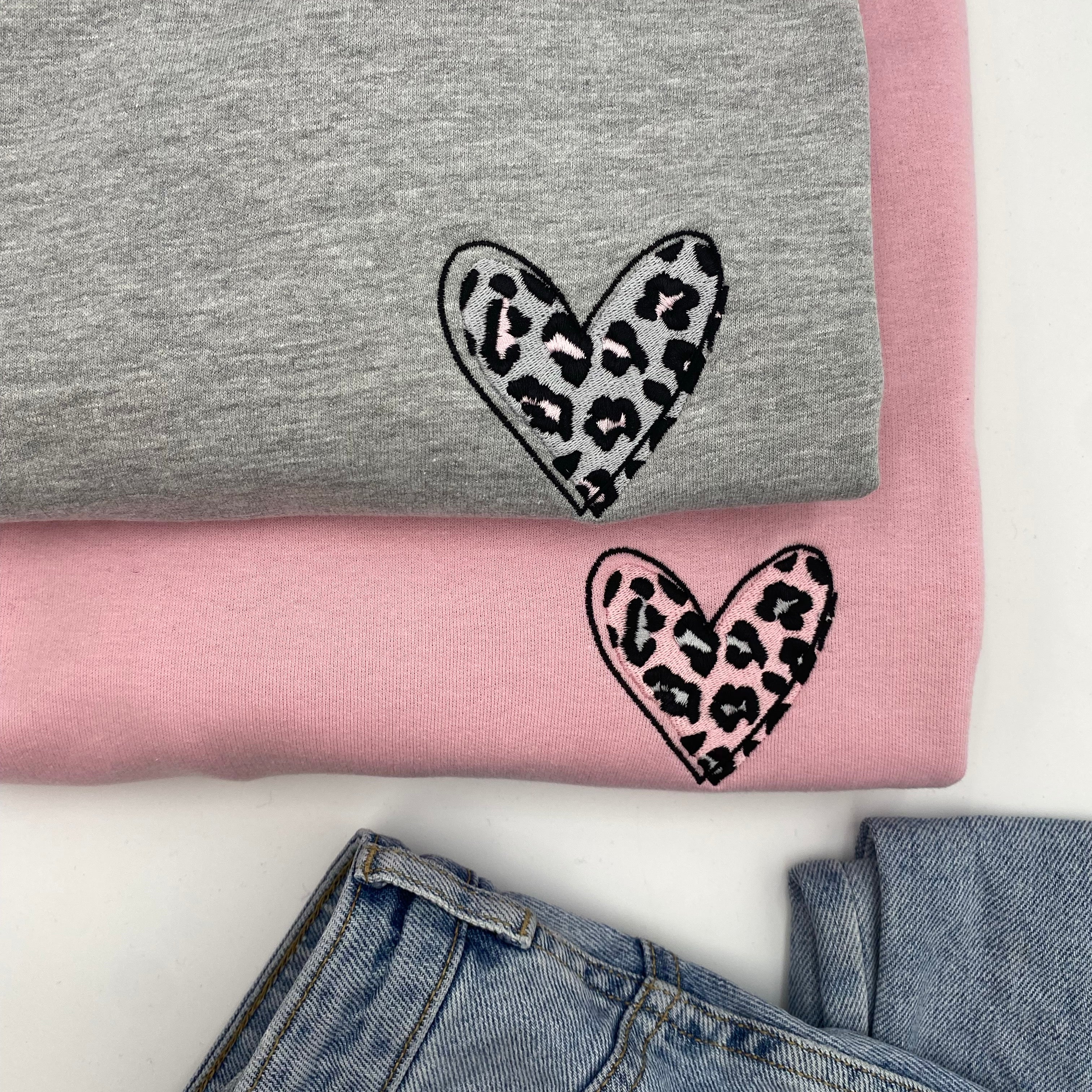 Grey And Pink Heart Sweaters | Ted & Stitch
