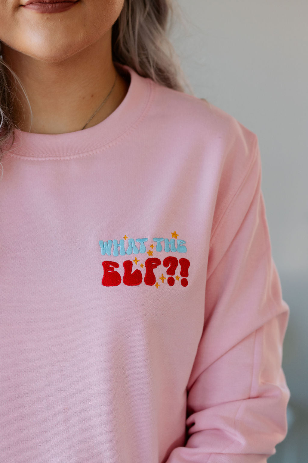 SAMPLE SALE 'What the Elf?' Baby Pink Sweater, S