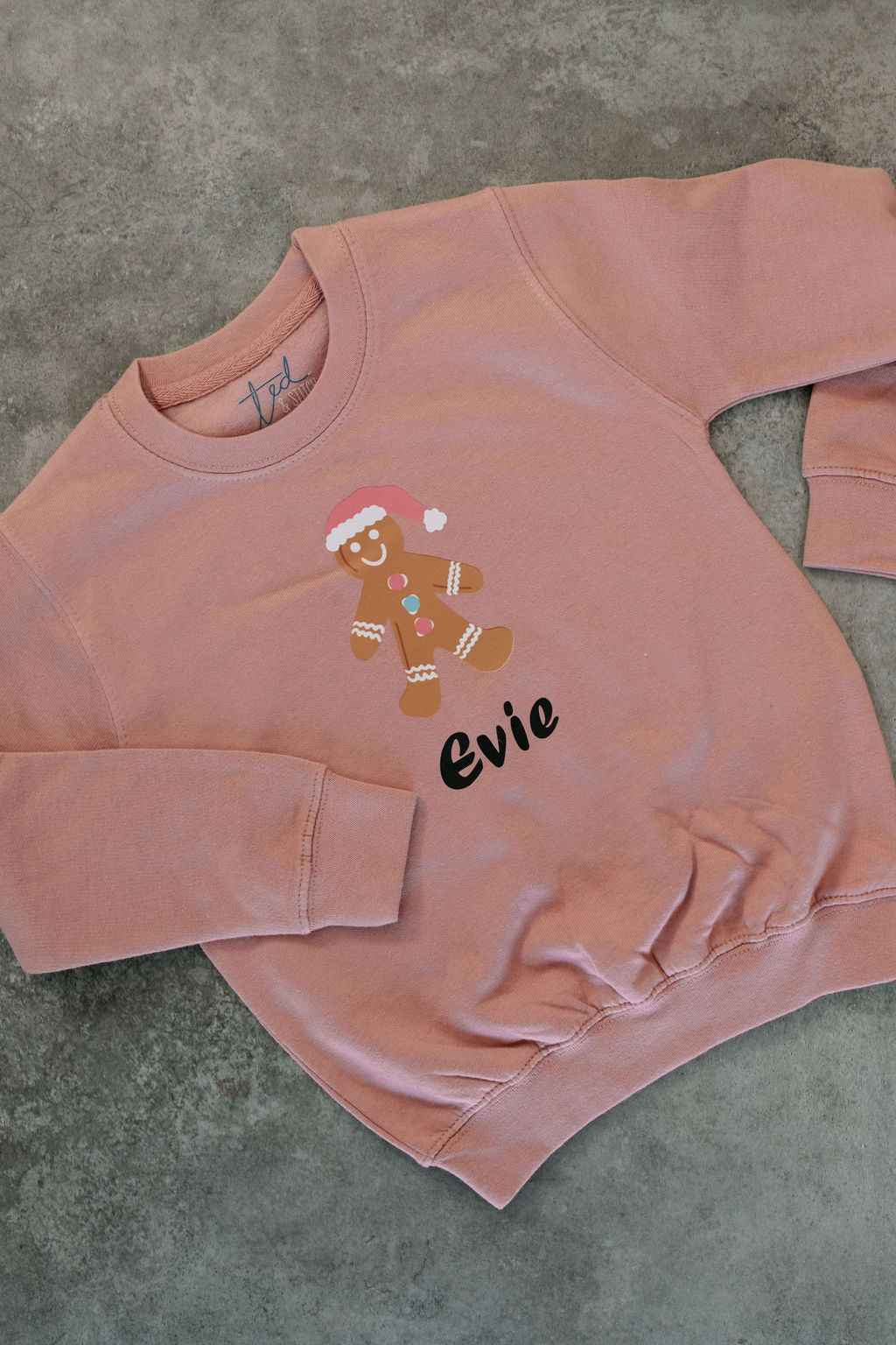 Kids Personalised Printed Gingerbread Man Jumper