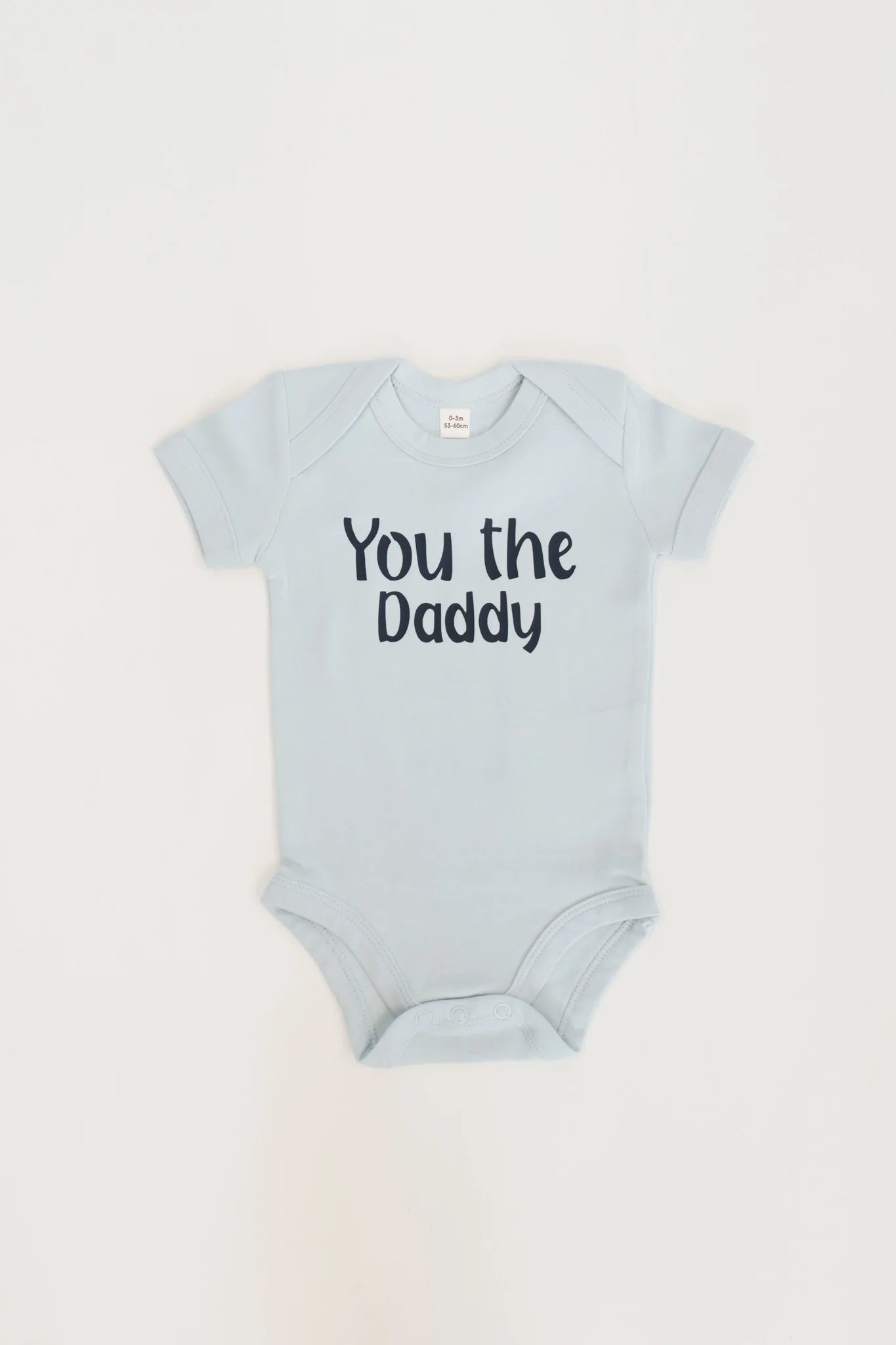 SUMMER SAMPLE SALE 'You the Daddy' Baby Blue Baby Grow with Navy Vinyl, 0-3 months