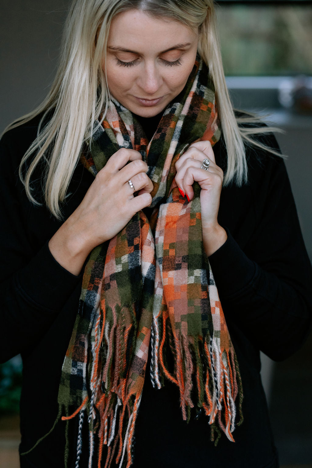Puzzle Pattern Rust Erin Personalised Scarf