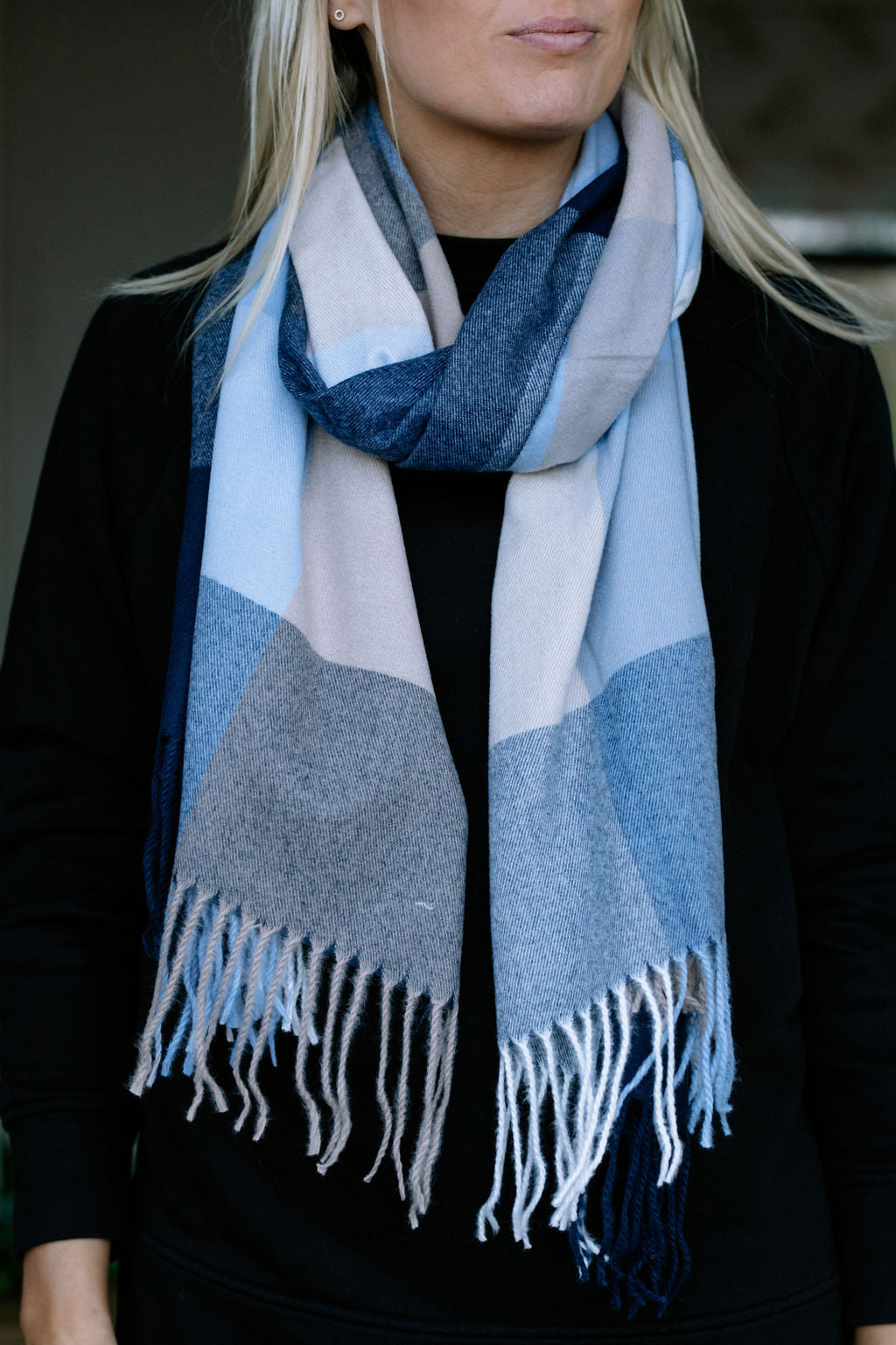 Blue Checked Carole Personalised Scarf