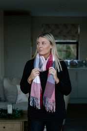 Maroon Checked Carole Personalised Scarf