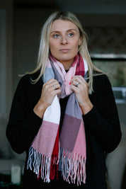 Maroon Checked Carole Personalised Scarf