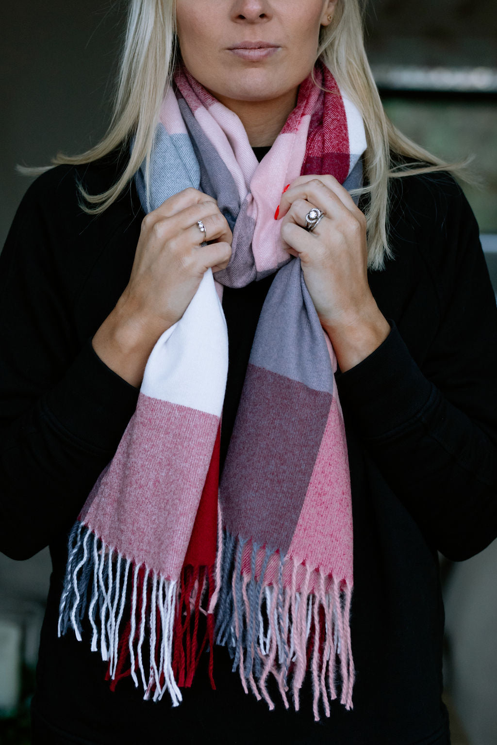 Maroon Checked Carole Personalised Scarf