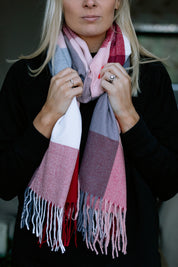 Maroon Checked Carole Personalised Scarf