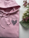 Pink Heart Hoodie With Flowers | Ted & Stitch