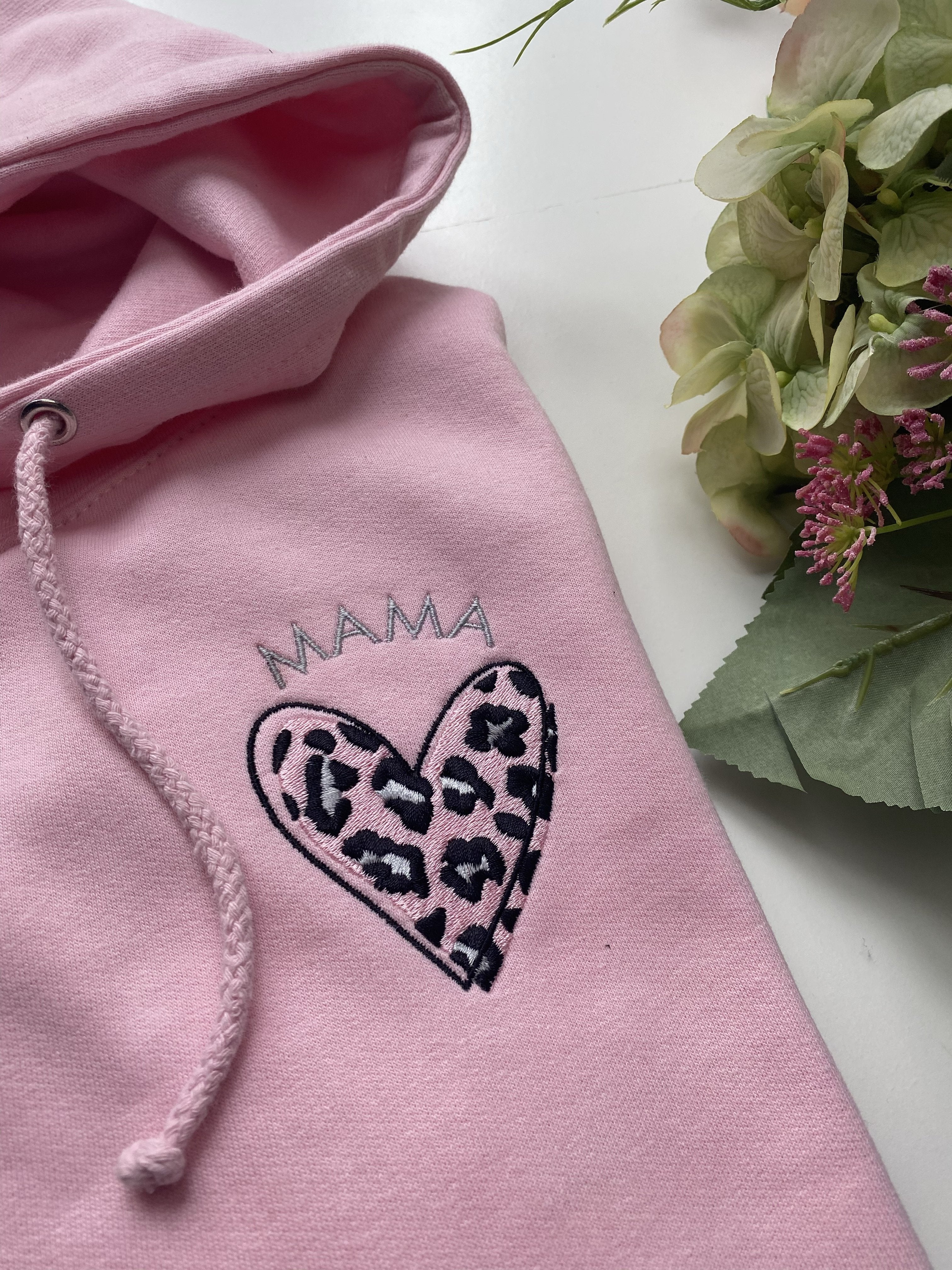 Mid Pink Leopard Print Heart Sweatshirt