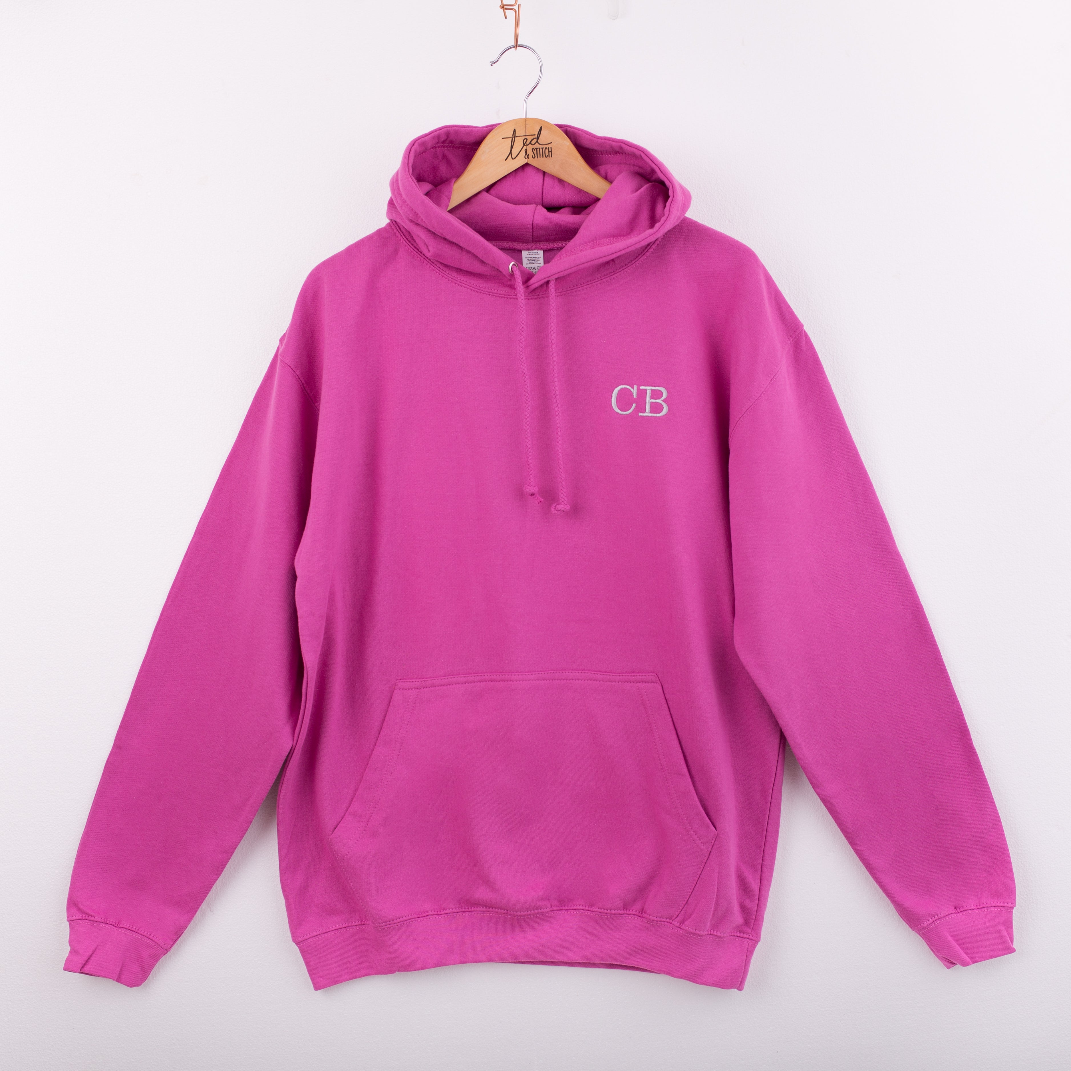 Adult Monogrammed Hoodie CB On Hanger | Ted & Stitch