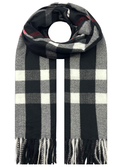 Black Checked Tanya Personalised Scarf