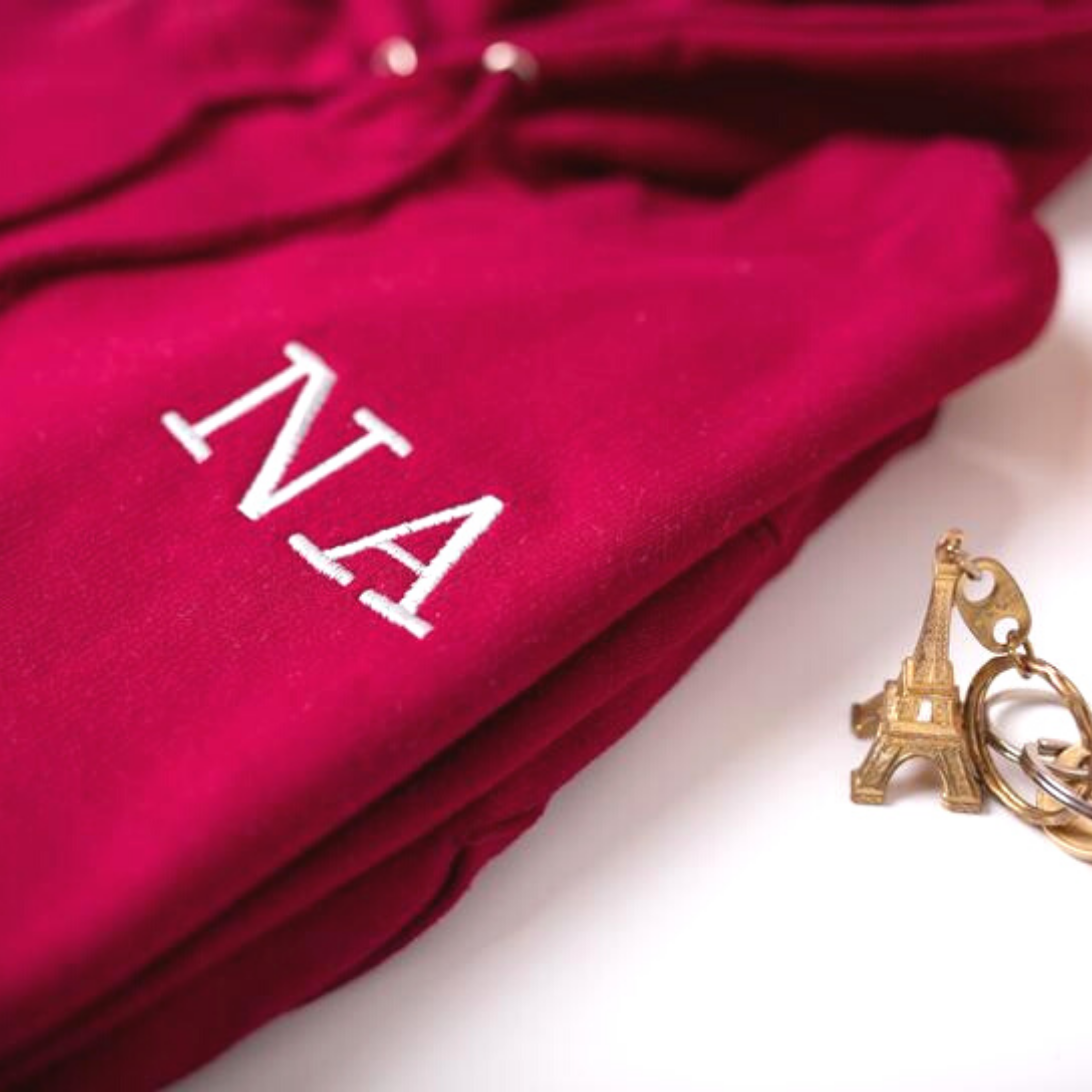 Close Up Monogram Burgundy  Hoodie | Ted & Stitch