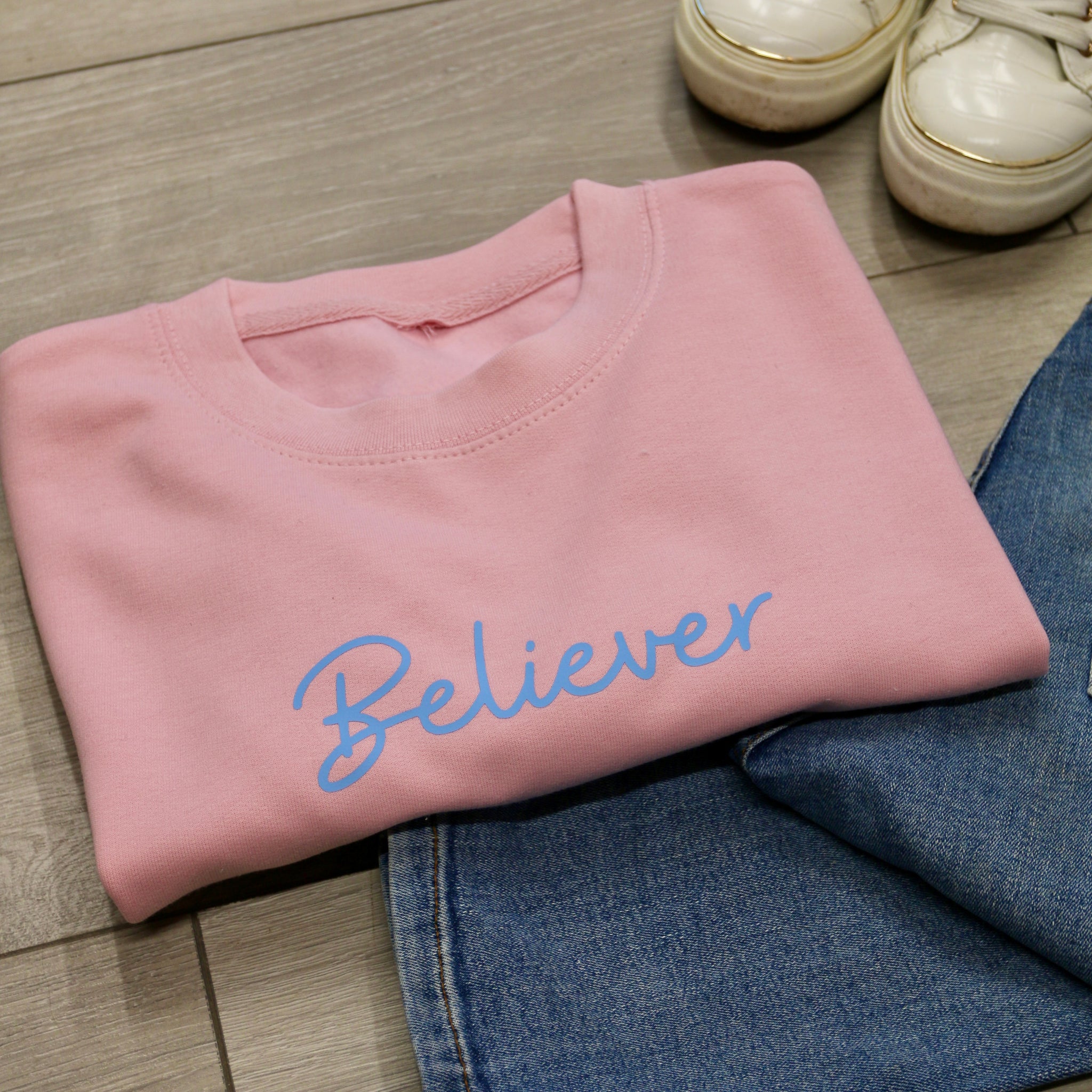 Believer Slogan Vinyl Sweatshirt or Hoodie